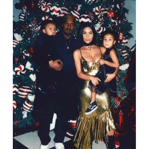Kanye West, Kim Kardashian et leurs enfants North et Saint West. Noël 2016.