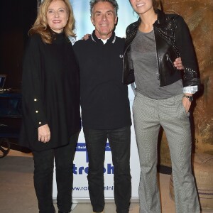 Exclusif - Valérie Trierweiler (ambassadrice du Raid), Gérard Holtz (parrain du Raid), et Laury Thilleman (marraine du Raid) - Présentation du 1er Raid sportif 100% féminin "Le Finland Trophy" au Ice Kube Bar à Paris le 13 décembre 2017. La course se déroulera du 25 au 29 janvier 2018 au Cercle Polaire en Laponie avec 50 équipes. © Giancarlo Gorassini/Bestimage