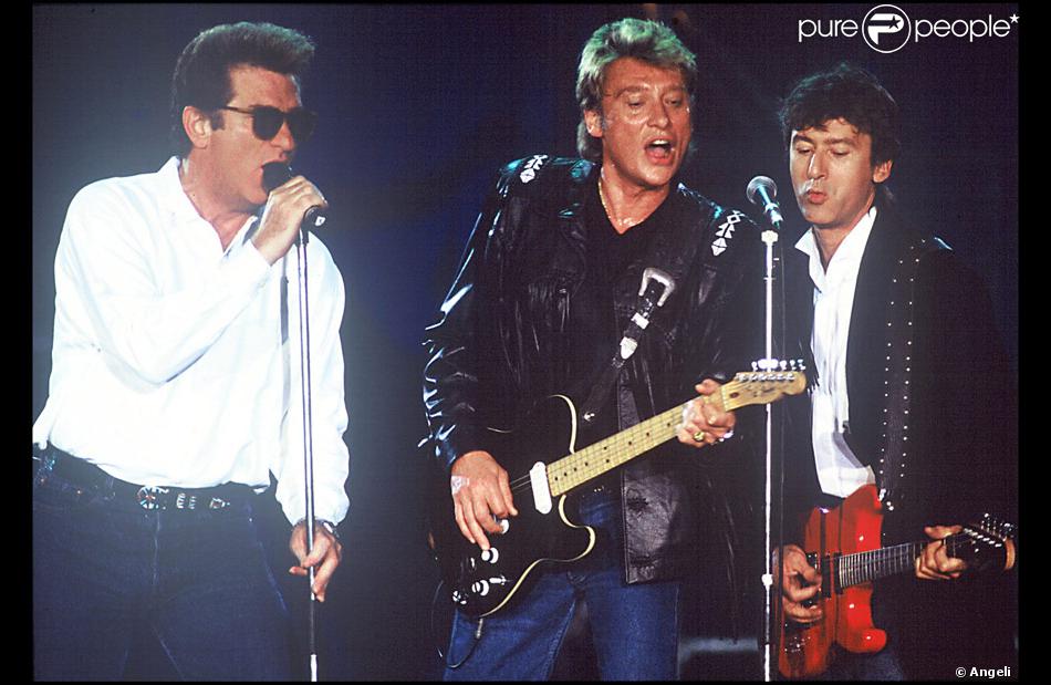 Alain Bashung Avec Johnny Hallyday Et Eddy Mitchell Au Palais Des Sports De Paris Le 24 Juin 1989 Purepeople