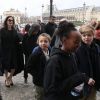 Angelina Jolie et ses enfants Maddox, Pax, Zahara, Shiloh, Knox et Vivienne vont visiter le musée du Louvre à Paris le 30 janvier 2018.