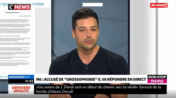 Benjamin Macé, ex-candidat de "Secret Story 11" (NT1), revient sur les accusations de grossophobie dont il est la cible sur CNEWS le 31 janvier 2018.