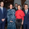 La duchesse Catherine de Cambridge, enceinte et en robe Erdem, et le prince William prenaient part le 31 janvier 2018 à un gala culturel en compagnie de la princesse Victoria et du prince Daniel de Suède à la galerie Fotografiska à Stockholm.