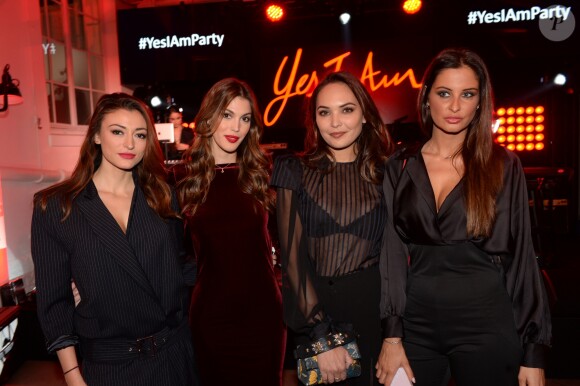 Rachel Legrain-Trapani (Miss France 2007), Iris Mittenaere (Miss France et Univers 2016), Valérie Bègue (Miss France 2008) et Malika Ménard (Miss France 2010) lors de la soirée de lancement du nouveau parfum Cacharel "Yes I Am" à Paris, le 7 février 2018. © Rachid Bellack/Bestimage