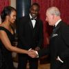 Le prince Charles, Idiris Elba et Sabrina Dhowre à la soirée "Prince's Trust One Million Young Lives Dinner" à Londres, le 14 décembre 2017.