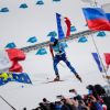 Martin Fourcade décroche la médaille d'or à Pyeongchang en poursuite 12,5 km du biathlon en Corée du sud, le 12 février 2018.