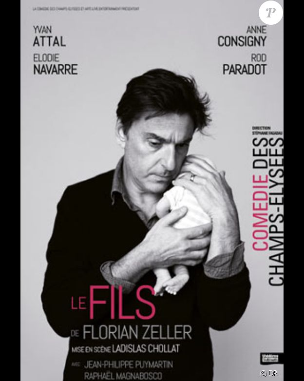 Yvan Attal, Rod Paradot, Anne Consigny et Elodie Navarre dans "Le Fils" de Florian Zeller, à la Comédie des Champs-Elysées jusqu'au 14 juillet 2018.