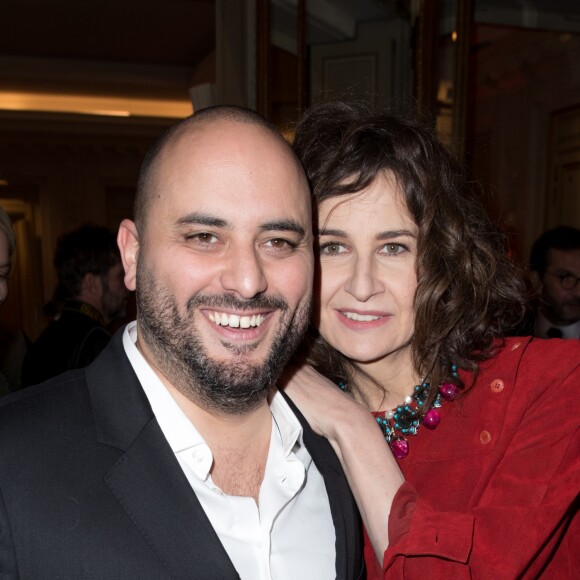 Jérôme Commandeur (costume Tommy Hilfiger, chaussures Carvil et montre Baume et Mercier), Valérie Lemercier - Dîner à l'hôtel Meurice des Révélations César 2017 à Paris le 16 janvier 2017. © Cyril Moreau/Bestimage