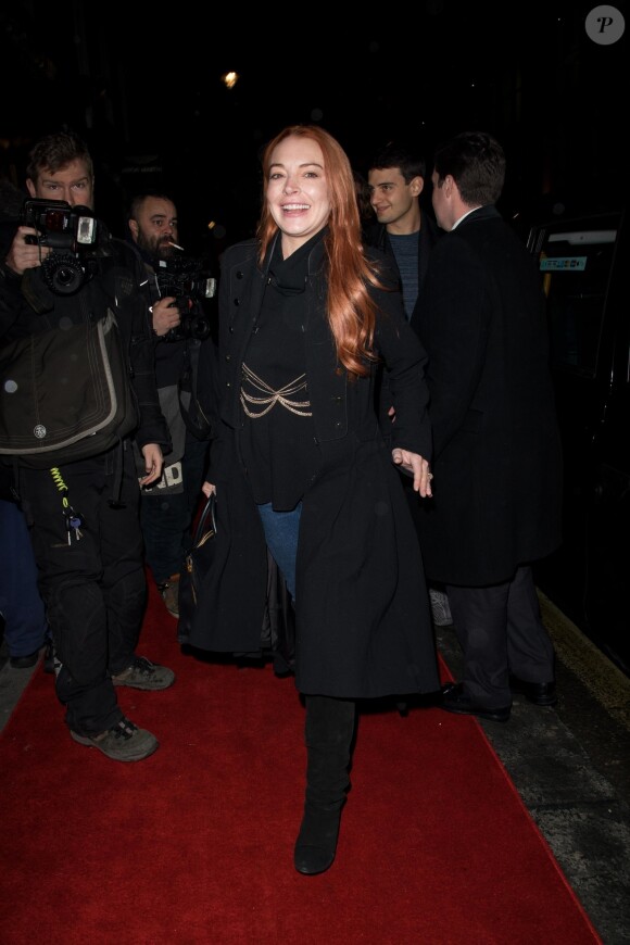 Lindsay Lohan - Soirée d'anniversaire du photographe Mert Alas au restaurant "MNKY HSE" à Londres, le 19 février 2018.  Celebrities attend Mert Alas' birthday party hosted by Ciroc at MNKY HSE in Mayfair during London Fashion Week. February 19th, 2018.19/02/2018 - Londres