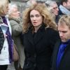 Marine Delterme et son mari Florian Zeller - Sorties de la cérémonie religieuse à la mémoire de Jacques Chancel, en l'église Saint-Germain-des-Prés, à Paris, le 6 janvier 2015.