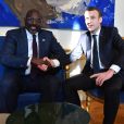 Le président Emmanuel Macron reçoit George Weah, président du Libéria, pour un entretien au palais de l'Elysée à Paris le 21 février 2018. © Christian Liewig / Pool / Bestimage