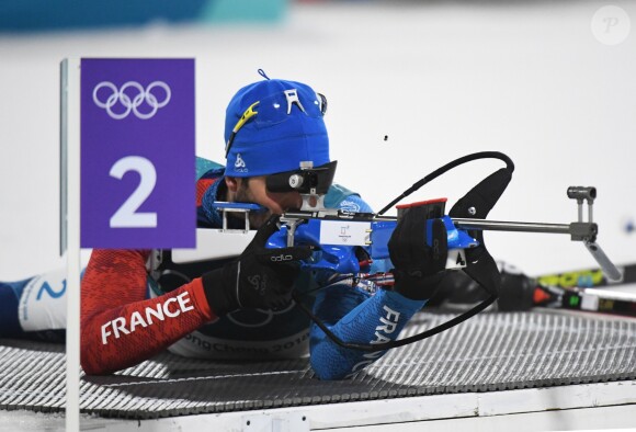 Martin Fourcade médaillé d'or sur la mass start en Biathlon lors de la 23ème édition des Jeux Olympiques d'hiver à Pyeongchang, Corée du Sud, le 18 février 2018. © Xinhua/Zuma Press/Bestimage