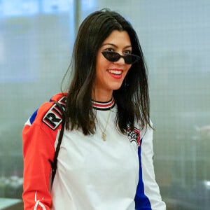 Kourtney, Kim et Khloé Kardashian (enceinte) atterrissent à l'aéroport de Tokyo, le 25 février 2018.