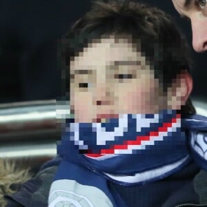 Jalil Lespert et son fils lors du quart de finale de la Coupe de France "PSG - OM (3-0)" au Parc des Princes à Paris, le 28 février 2018