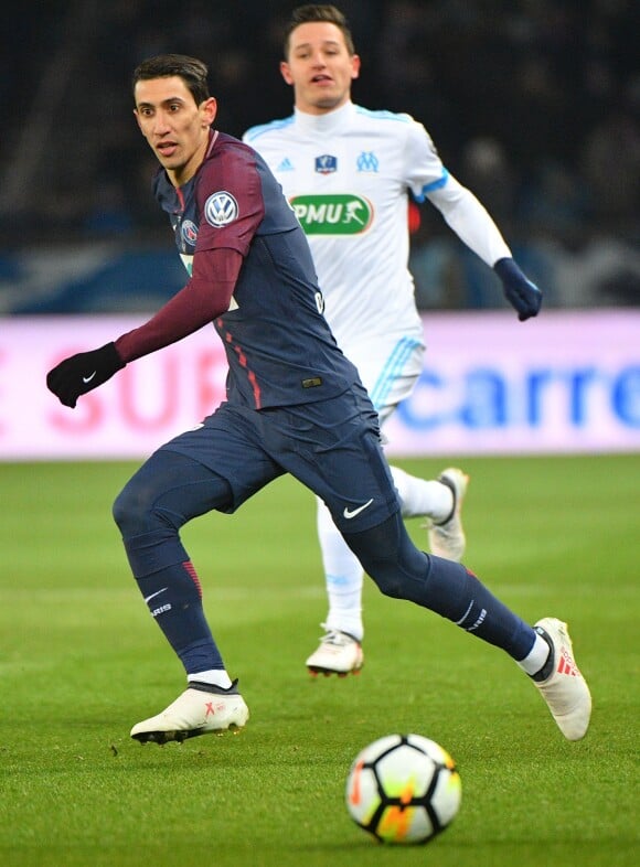 Angel Di Maria - Quart de finale de la Coupe de France "PSG - OM (3-0)" au Parc des Princes à Paris, le 28 février 2018