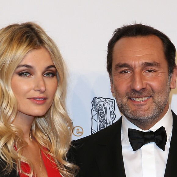 Gilles Lellouche et sa compagne Alizée Guinochet - Photocall lors de la 43ème cérémonie des Cesar à la salle Pleyel à Paris, le 2 mars 2018. © Dominique Jacovides - Olivier Borde / Bestimage