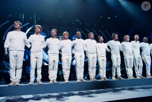 La troupe des Enfoirés à l'occasion du spectacle "Musique !" donné à Strasbourg en janvier 2018. Le show a été diffusé sur TF1 le 9 mars 2018