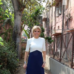La première dame Brigitte Macron (Trogneux) - La Première Dame française visite le quartier de Lodi Colony à New Delhi en Inde où l'on peut voir du street art - le 11 mars 2018.