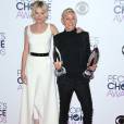 Ellen DeGeneres et sa femme Portia de Rossi - Press room des People Choice Awards 2016 à Los Angeles le 6 janvier 2015.