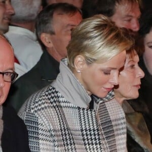 Le prince Albert II de Monaco, la princesse Charlene et leurs enfants, le prince Jacques et la princesse Gabriella lors de la traditionnelle célébration de la Sainte Dévote, sainte patronne de Monaco, à Monaco le 26 janvier 2018 © Claudia Albuquerque / Bestimage