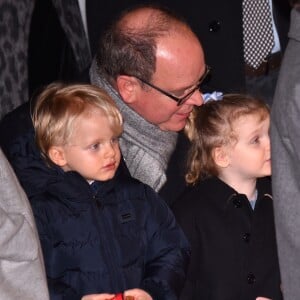 Le prince Albert II de Monaco, la princesse Charlene et leurs enfants, le prince Jacques et la princesse Gabriella lors de la traditionnelle célébration de la Sainte Dévote, sainte patronne de Monaco, à Monaco le 26 janvier 2018 © Bruno Bebert / Bestimage