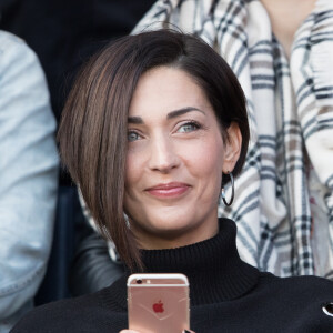 Sheryfa Luna dans les tribunes lors du match de ligue 1 "PSG - Angers (2-0)" au Parc des Princes. Paris, le 14 mars 2018.
