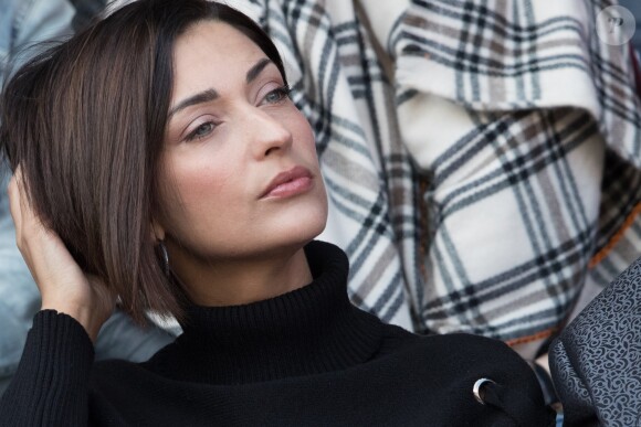 Sheryfa Luna dans les tribunes lors du match de ligue 1 "PSG - Angers (2-0)" au Parc des Princes. Paris, le 14 mars 2018.