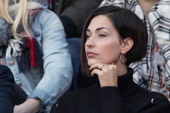 Sheryfa Luna dans les tribunes lors du match de ligue 1 "PSG - Angers (2-0)" au Parc des Princes. Paris, le 14 mars 2018.