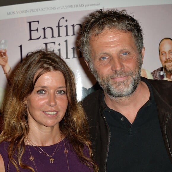 Stéphane Guillon et sa femme Muriel Cousin - Avant-première du film "Brèves de comptoir" au Théâtre du Rond-Point à Paris, le 8 septembre 2014.