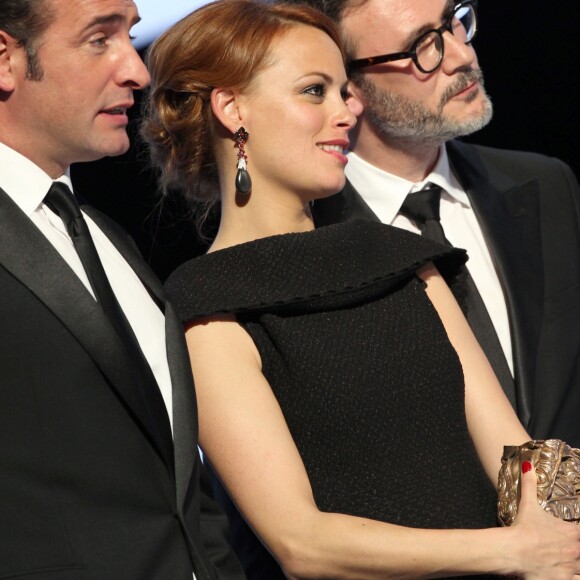 Jean Dujardin, Bérénice Bejo et Michel Hazanavicius aux César 2012.