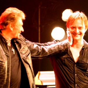 Johnny Hallyday et son fils David Hallyday à La cigale, le 17 mars 2008.  