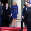 Le président de la République Emmanuel Macron et sa femme la Première Dame Brigitte Macron (Trogneux) recevant le grand-duc et la grande-duchesse de Luxembourg au palais de l'Elysée à Paris, France, le 19 mars 2018. © Stéphane Lemouton/Bestimage