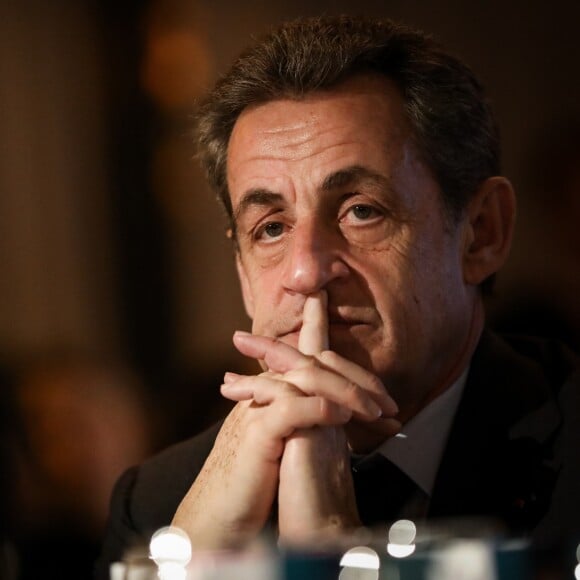 Semi-exclusif - Nicolas Sarkozy - Vente aux enchères au profit de la campagne "Guérir le cancer de l'enfant" au Pavillon Ledoyen à Paris le 13 février 2018. L'intégralité des dons effectués à l'occasion de cette soirée ira au profit de la campagne "Guérir le cancer de l'enfant au 21ème siècle de la Fondation Gustave Roussy". F. Lemos, le père du petit Noé décédé il y a quatre ans d'un cancer du cerveau, avait fait afficher le visage de son fils sur la Tour Montparnasse pour tout le mois de septembre. Depuis, son combat est devenu cette grande campagne dont N. Sarkozy est le parrain cette année. © Cyril Moreau/Bestimage