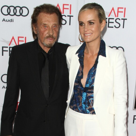 Johnny Hallyday et sa femme Laeticia Hallyday à la première de "Rules Don't Apply" à Los Angeles, le 10 novembre 2016.