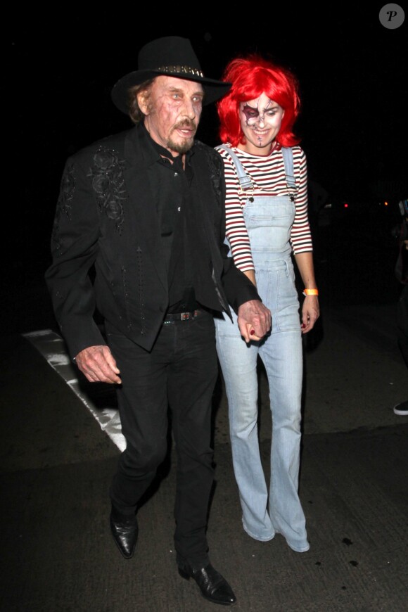 Johnny Hallyday et sa femme Laeticia Hallyday - Célébrités arrivant à la fête d'halloween de Kate Hudson à Los Angeles le 28 octobre 2016
