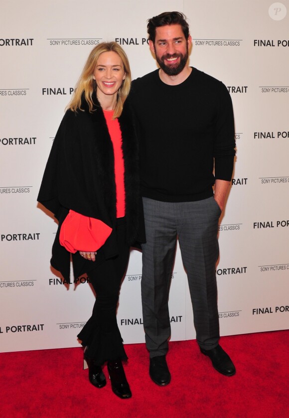 Emily Blunt et son mari John Krasinski à l'avant-première de 'Final Portrait' au musée Solomon R. Guggenheim à New York, le 22 mars 2018.