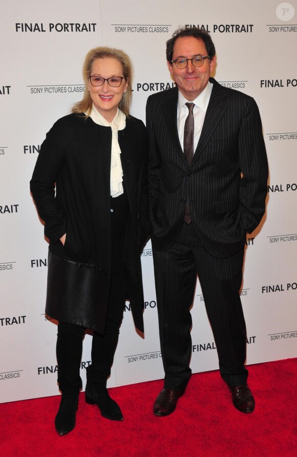 Meryl Streep et Michael Barker à l'avant-première de 'Final Portrait' au musée Solomon R. Guggenheim à New York, le 22 mars 2018.