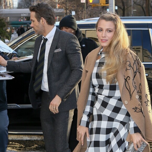 Blake Lively et son mari Ryan Reynolds arrivent à la première de 'Final Portrait' au musée Solomon R. Guggenheim à New York, le 22 mars 2018.