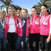 Kiera Chaplin, Jazmin Grace Grimaldi, Pauline Ducruet et Schanel Bakkouche au départ du 28e Rallye Aïcha des Gazelles du Maroc sur la Promenade des Anglais à Nice le 17 mars 2018.