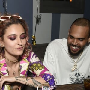 Exclusive - Caroline D'Amore, Paris Jackson et Chris Brown à l'HYDE SUNSET à Los Angeles. Le 6 avril 2018.