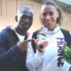 Giscard Samba pose avec Cindy Billaud sur Facebook après son titre de vice championne d'Europe. Facebook le 14 août 2014.