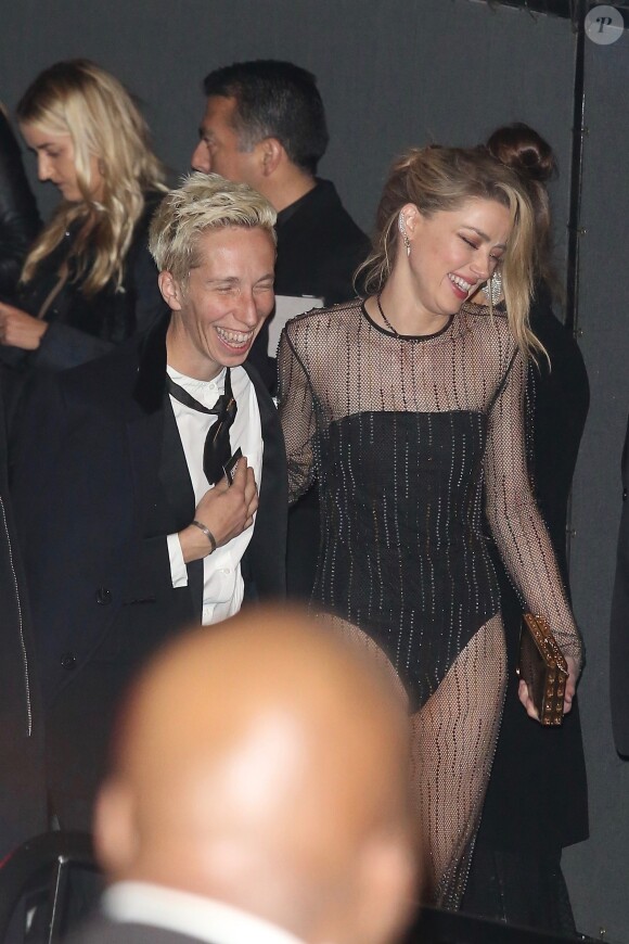 Amber Heard et une amie - Exclusif - Les célébrités arrivent au restaurant Chateau Marmont après la cérémonie des Oscars à West Hollywood le 5 mars 2018.