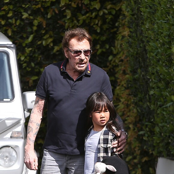 Johnny Hallyday et Joy, à Los Angeles, le 25 mars 2017.