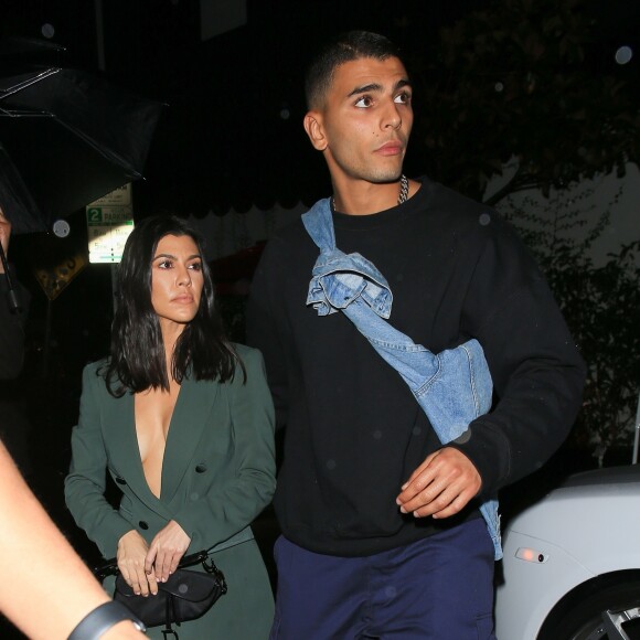 Exclusif - Kourtney Kardashian et son compagnon Younes Bendjim sont allés fêter l'anniversaire de Tristan Thompson à Beauty & Essex à Hollywood, le 10 mars 2018