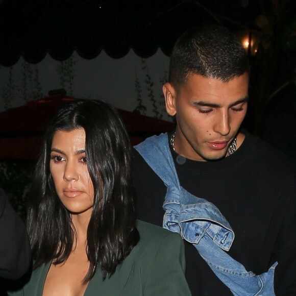 Exclusif - Kourtney Kardashian et son compagnon Younes Bendjim sont allés fêter l'anniversaire de Tristan Thompson à Beauty & Essex à Hollywood, le 10 mars 2018