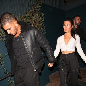 Kourtney Kardashian et son compagnon Younes Bendjima arrivent au restaurant Petite Taqueria pour l'anniversaire de K. Jenner à West Hollywood, le 2 novembre 2017