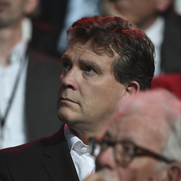 Arnaud Montebourg lors du meeting de Benoît Hamon, candidat du Parti Socialiste (PS) à l'élection présidentielle 2017, à l'AccorHotels Arena de Paris, France, le 19 mars 2017. © Pierre Perusseau/Bestimage