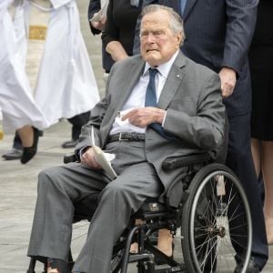 George H.W. Bush et George W. Bush - Obsèques de Barbara Bush, à Houston, au Texas, le 21 avril 2018.