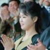Le président nord-coréen Kim Jong-un et son épouse Ri Sol-ju lors d'un match de foot au Kim Il-sung Stadium de Pyongyang le 13 avril 2015.