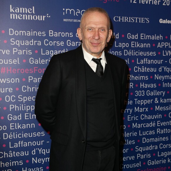 Jean-Paul Gaultier à la soirée "Heroes for Imagine", une grande vente aux enchères d'oeuvres d'art animée par Gad Elmaleh et dirigée par le président de Christie's François de Ricqlès à l'institut Imagine, dans le XVe arrondissement de Paris. Paris, le 12 Février 2018. © Dominique Jacovides/Bestimage