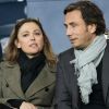 Sandrine Quétier et son compagnon Sébastien Goales dans les tribunes du Parc des Princes lors du match du Paris Saint-Germain (PSG) contre l'En Avant Guingamp (EAG) à Paris, le 29 avril 2018 (score final : 2-2). © Cyril Moreau/Bestimage